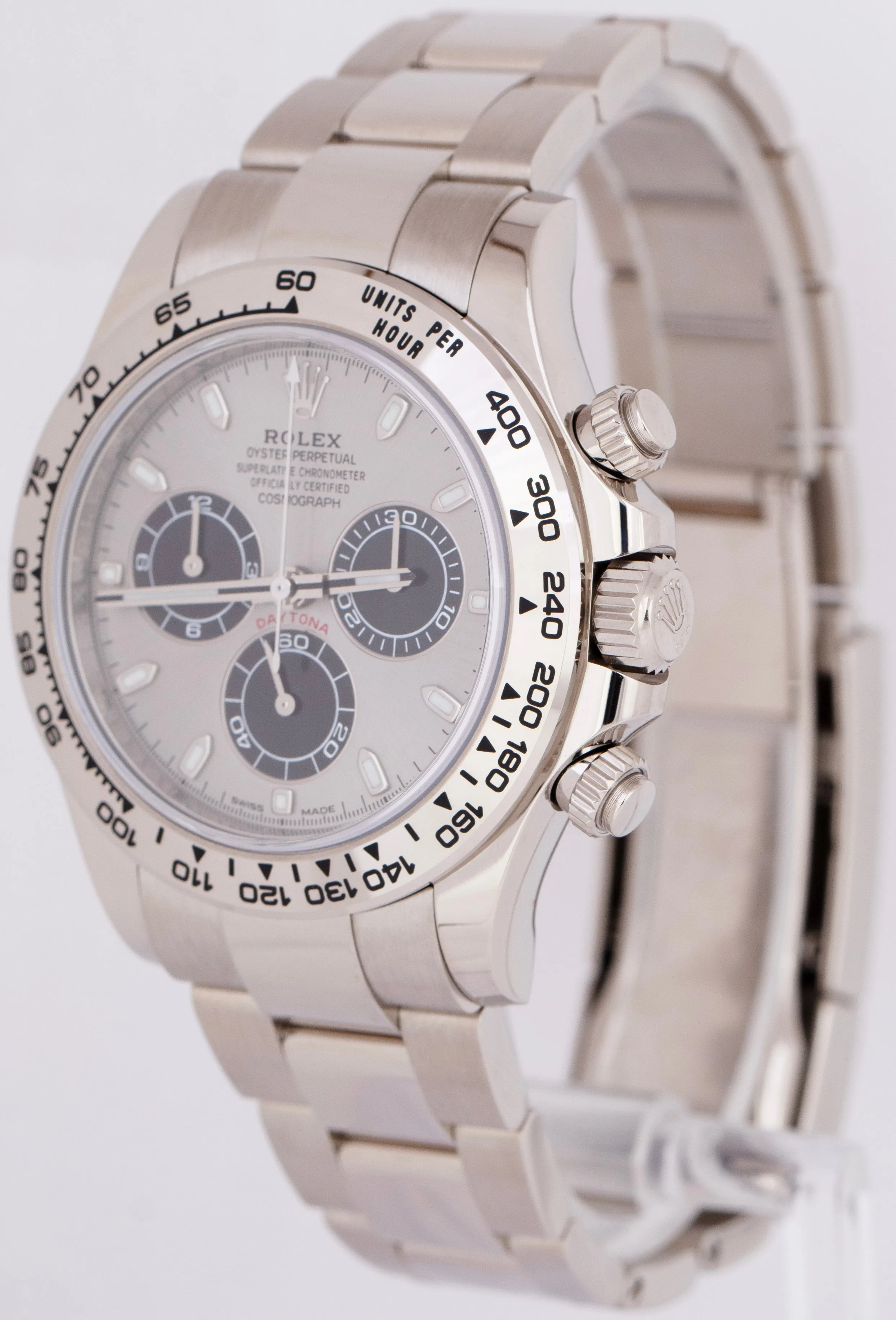 NEW 2023 Rolex Daytona Cosmograph Silver Black 18K White Gold Watch 116509 B P