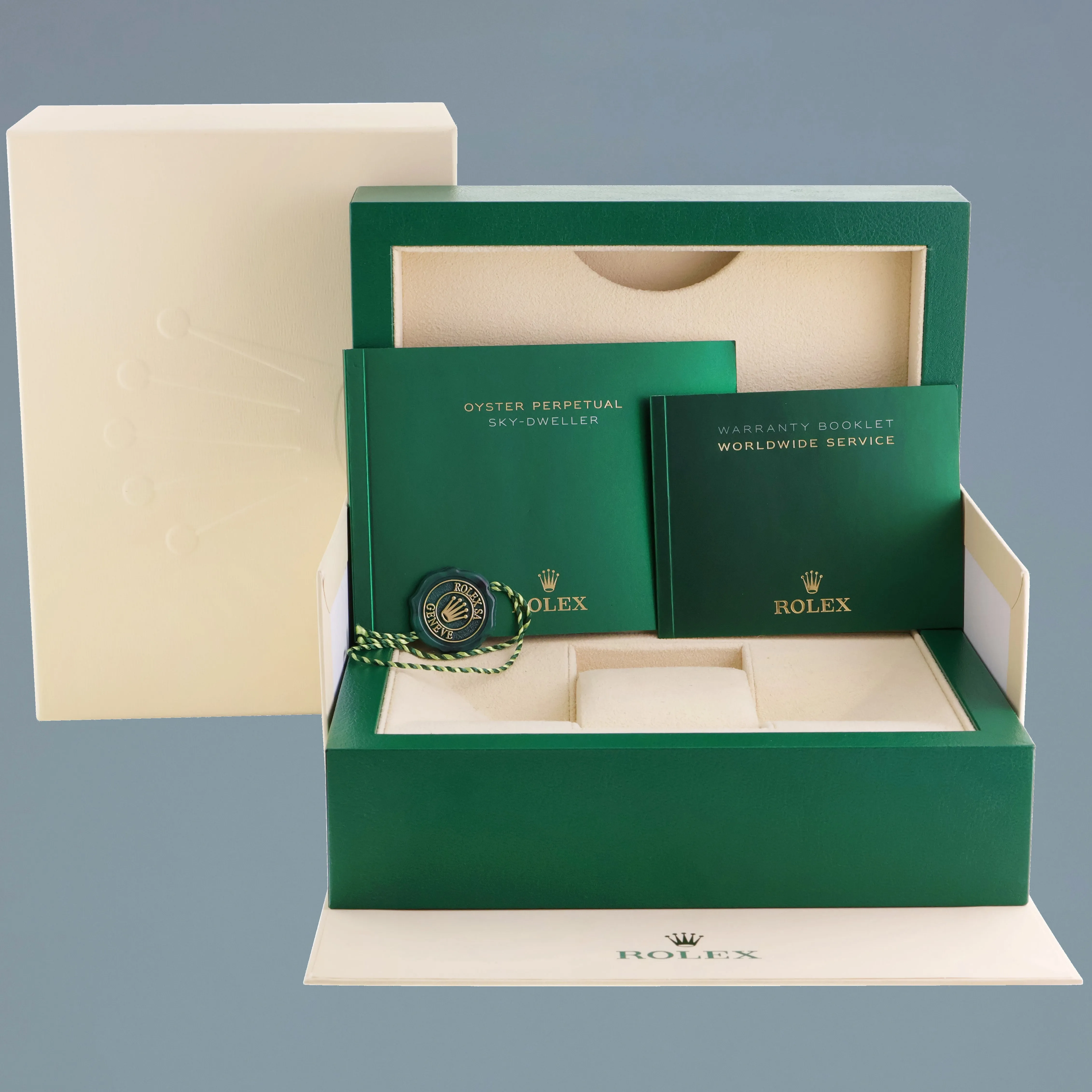 NEW 2025 Rolex Sky-Dweller Rose Gold White Stick Oysterflex 336235 Watch Box