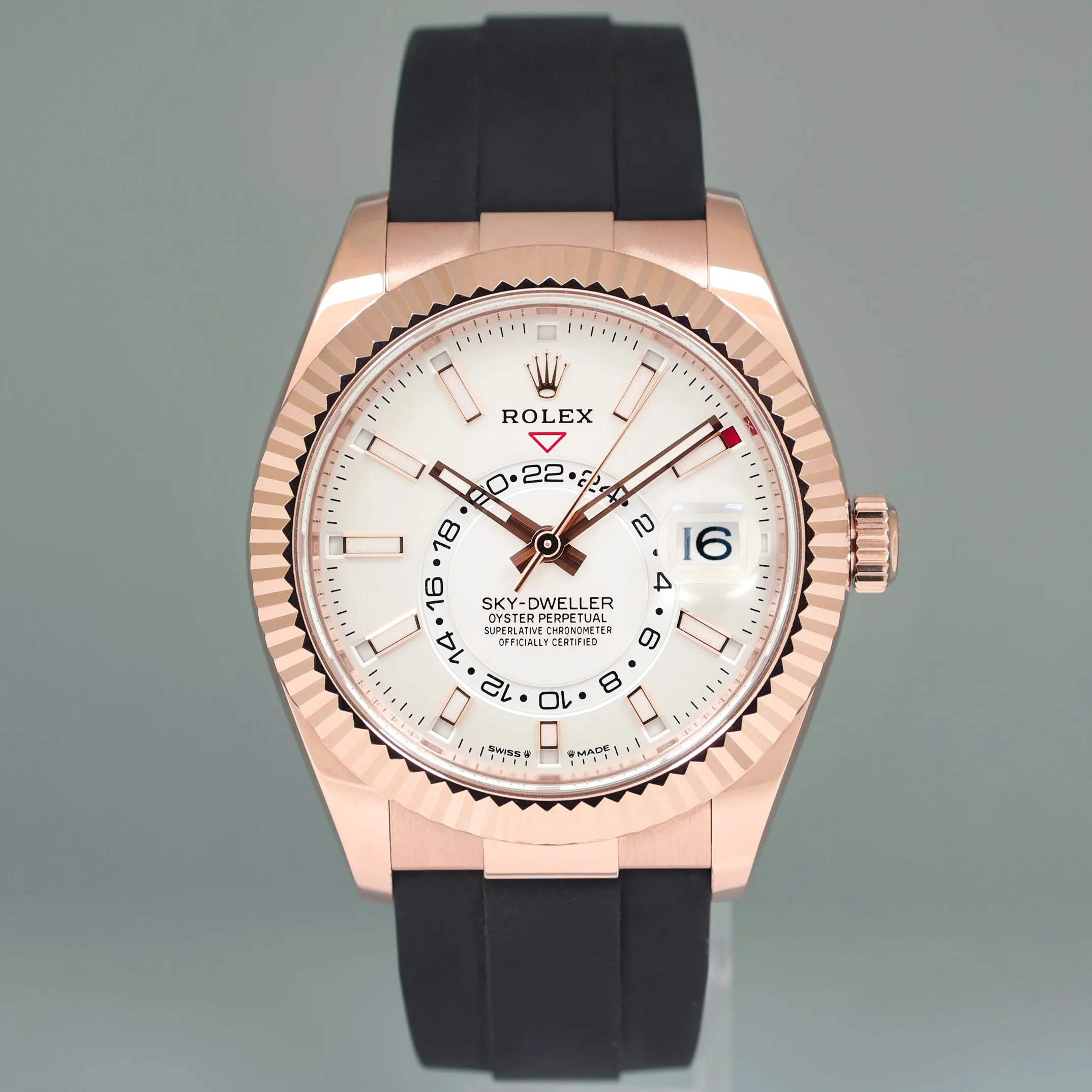 NEW 2025 Rolex Sky-Dweller Rose Gold White Stick Oysterflex 336235 Watch Box