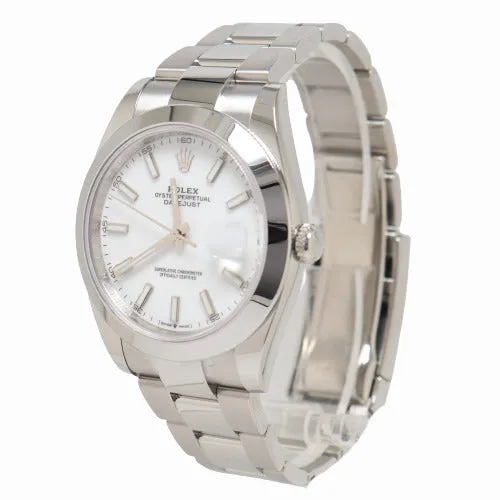 NEW Rolex Men's Datejust 41 Stainless Steel White Stick Dial Watch Reference #126300