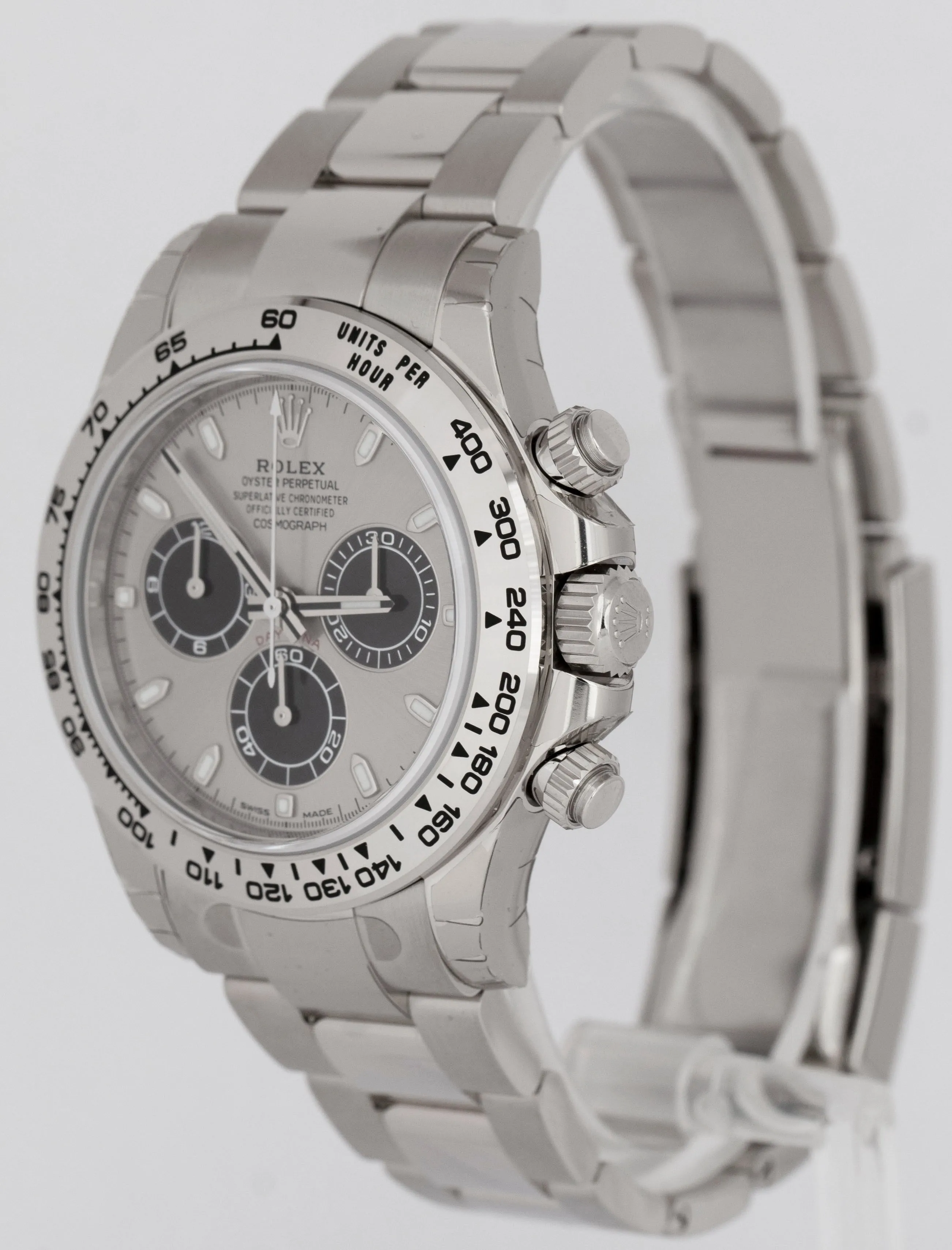 NEW UNWORN Rolex Daytona Cosmograph Silver Black 18K White Gold Watch 116509 BOX