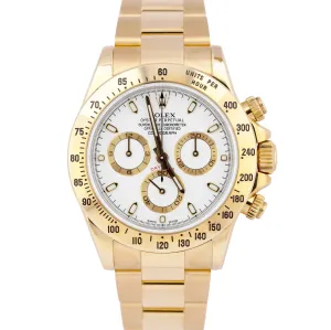 NOS Rolex Daytona Cosmograph FAT BUCKLE Gold PAPERS 40mm WHITE Watch 116528 B P