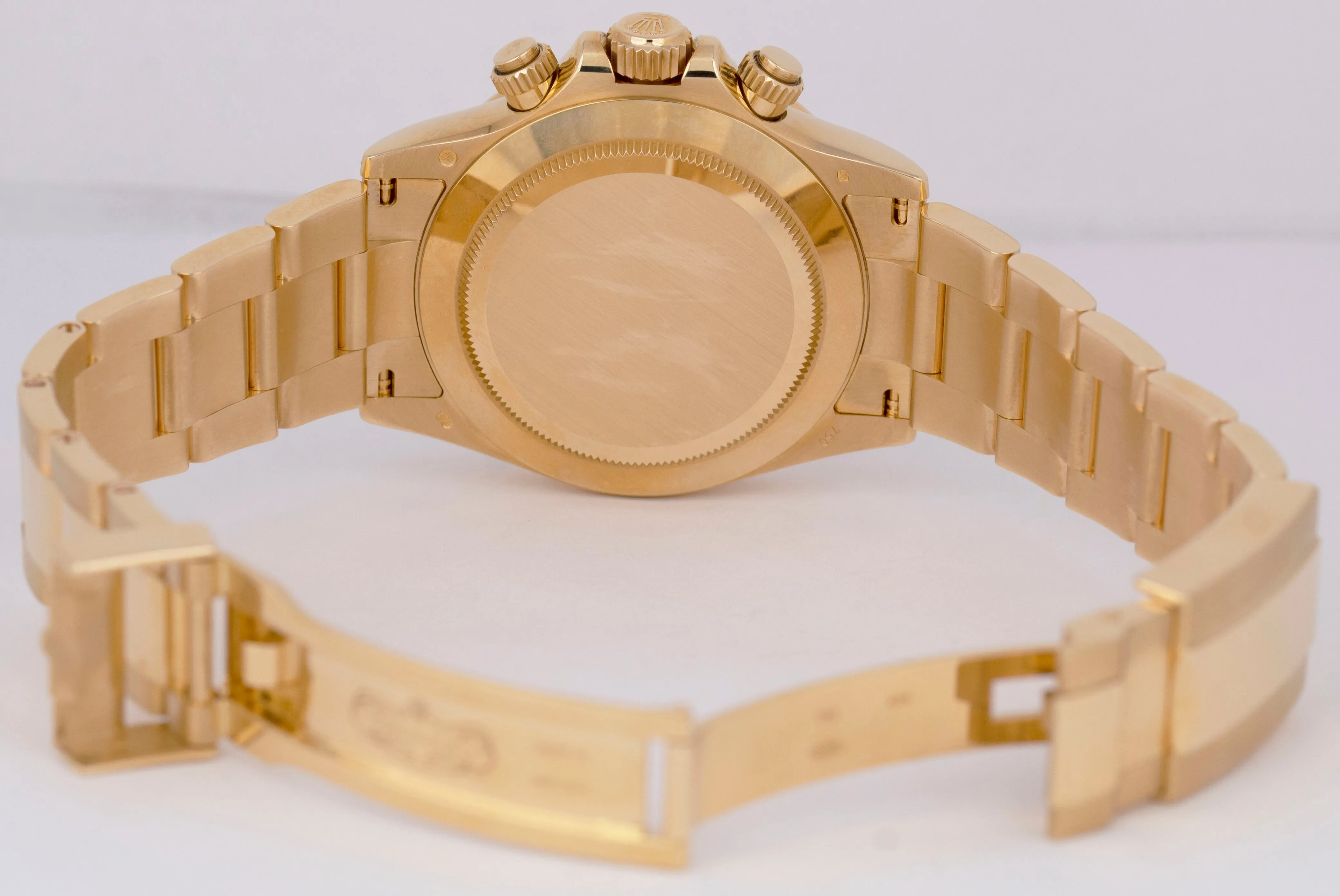 NOS Rolex Daytona Cosmograph FAT BUCKLE Gold PAPERS 40mm WHITE Watch 116528 B P