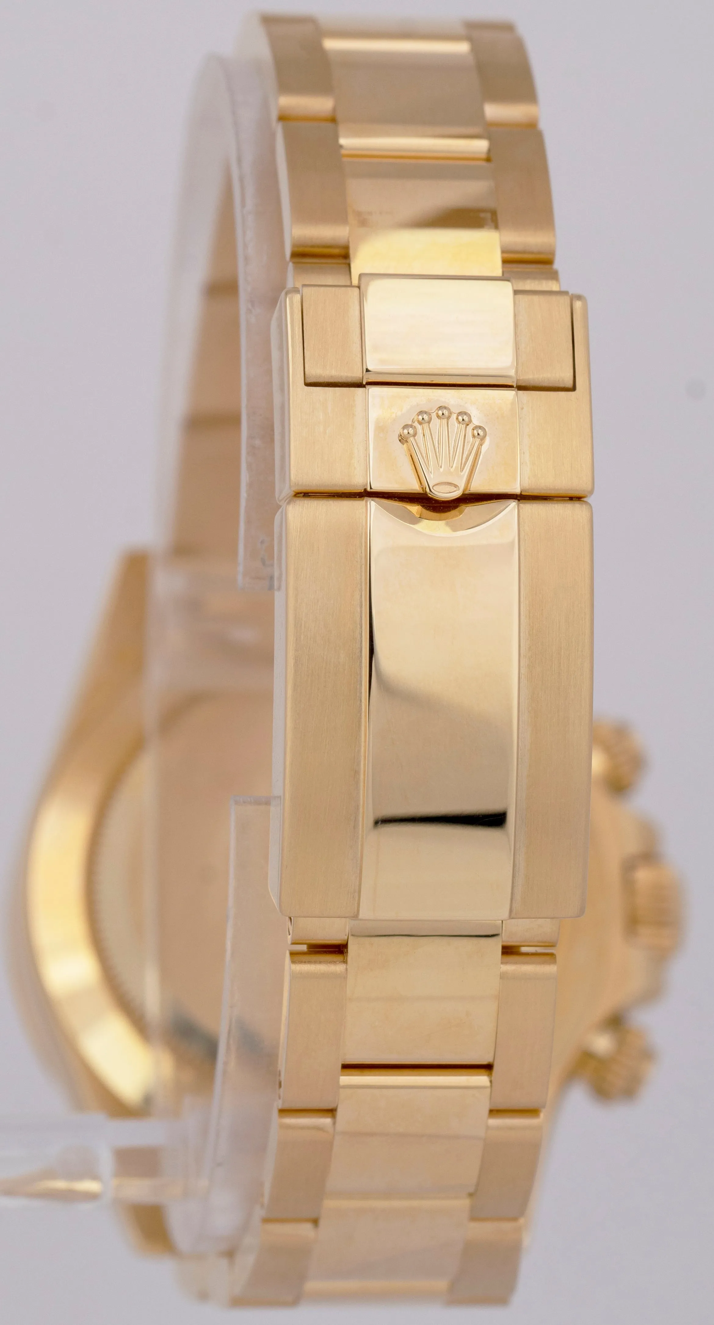 NOS Rolex Daytona Cosmograph FAT BUCKLE Gold PAPERS 40mm WHITE Watch 116528 B P