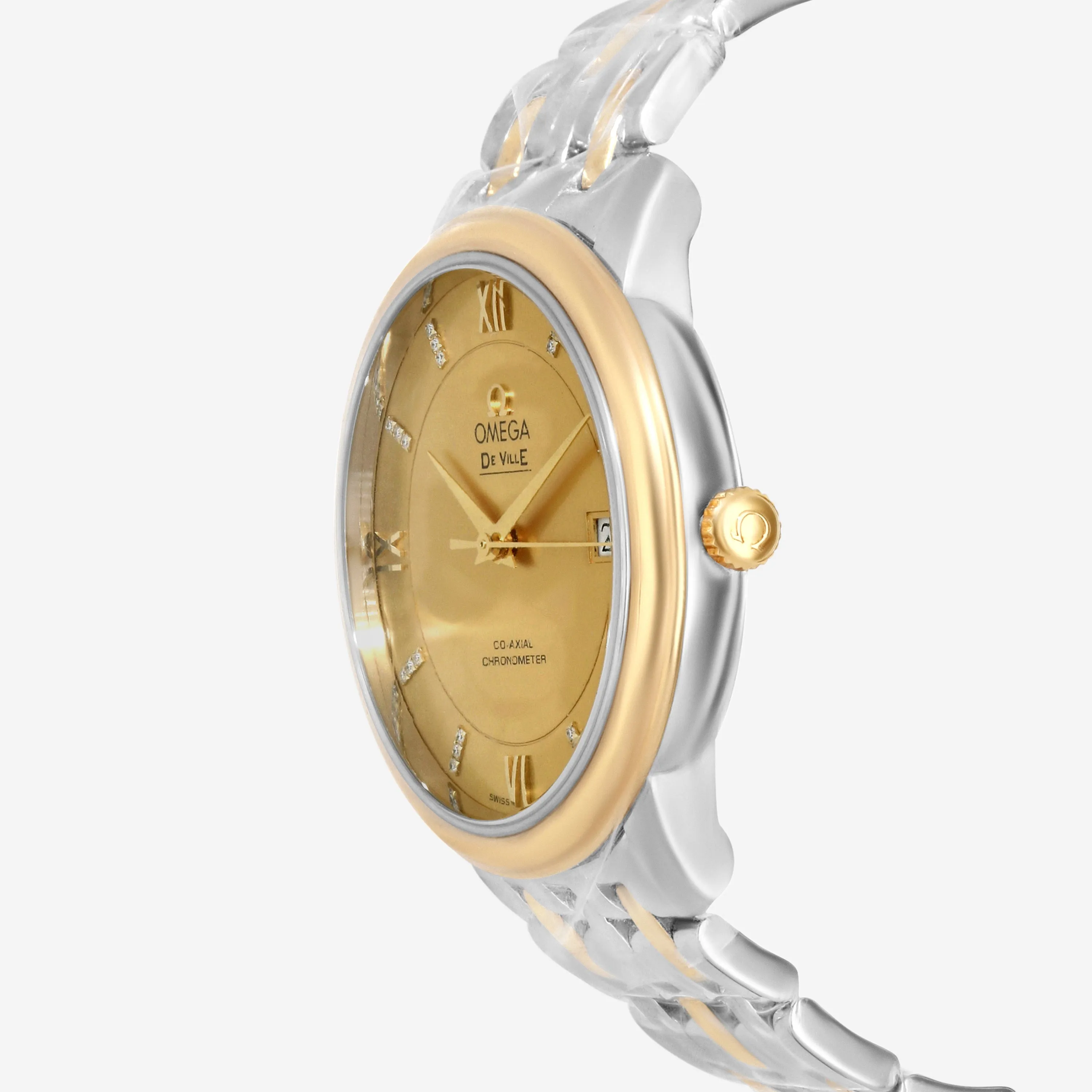 Omega De Ville Prestige Coaxial Stainless Steel & 18K Yellow Gold Diamond Automatic Unisex Watch 424.20.37.20.58.001