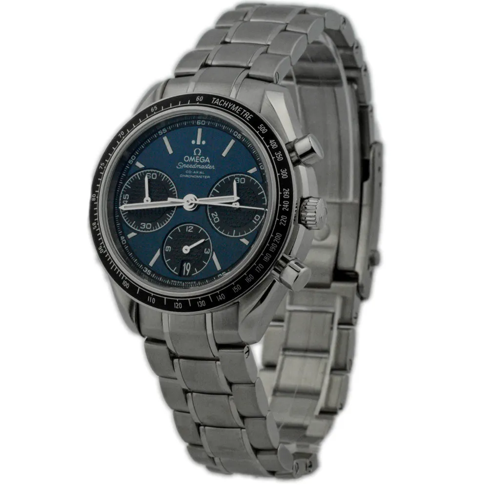 Omega Men's Racing Speedmaster Stainless Steel 40mm Blue Chronograph Stick Dial Watch Reference #: 326.30.40.50.03.001