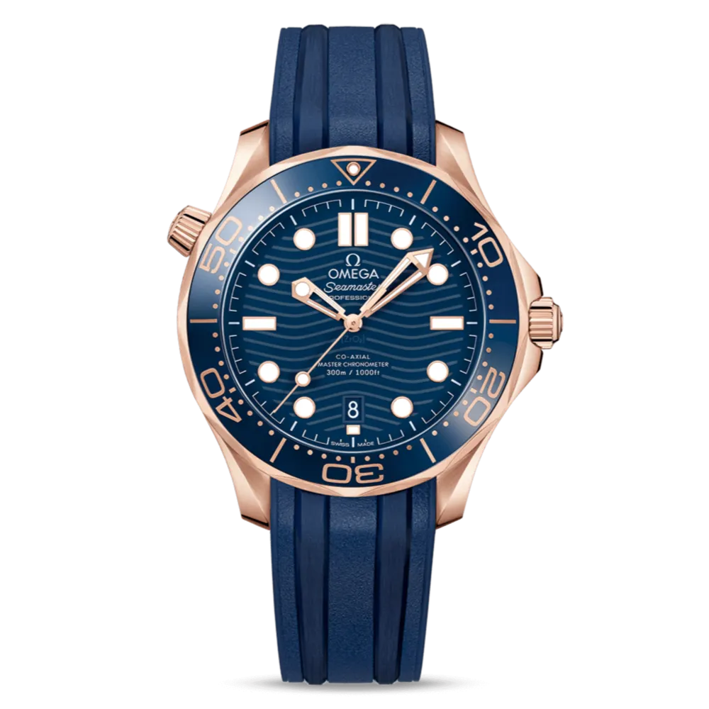 OMEGA Seamaster Diver 300m Co-Axial Master Chronometer 42mm with Blue Dial & Rubber Strap