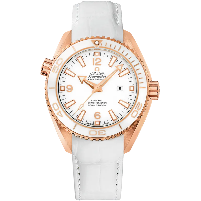 Omega Seamaster Planet Ocean 600M 37.5 mm, red gold on leather strap