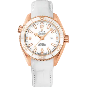 Omega Seamaster Planet Ocean 600M 37.5 mm, red gold on leather strap
