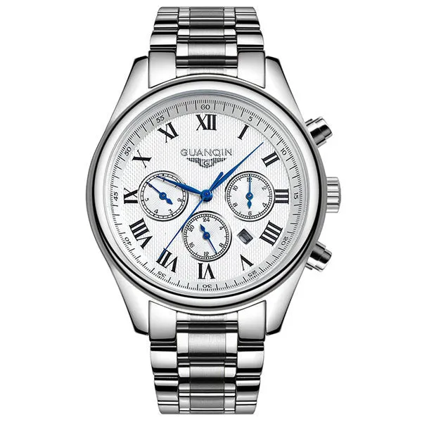 Original GUANQIN Men's Quartz Watches Men Top Brand Luxury Wristwatches Waterproof Classic Leather Strap Watch Hours Clock