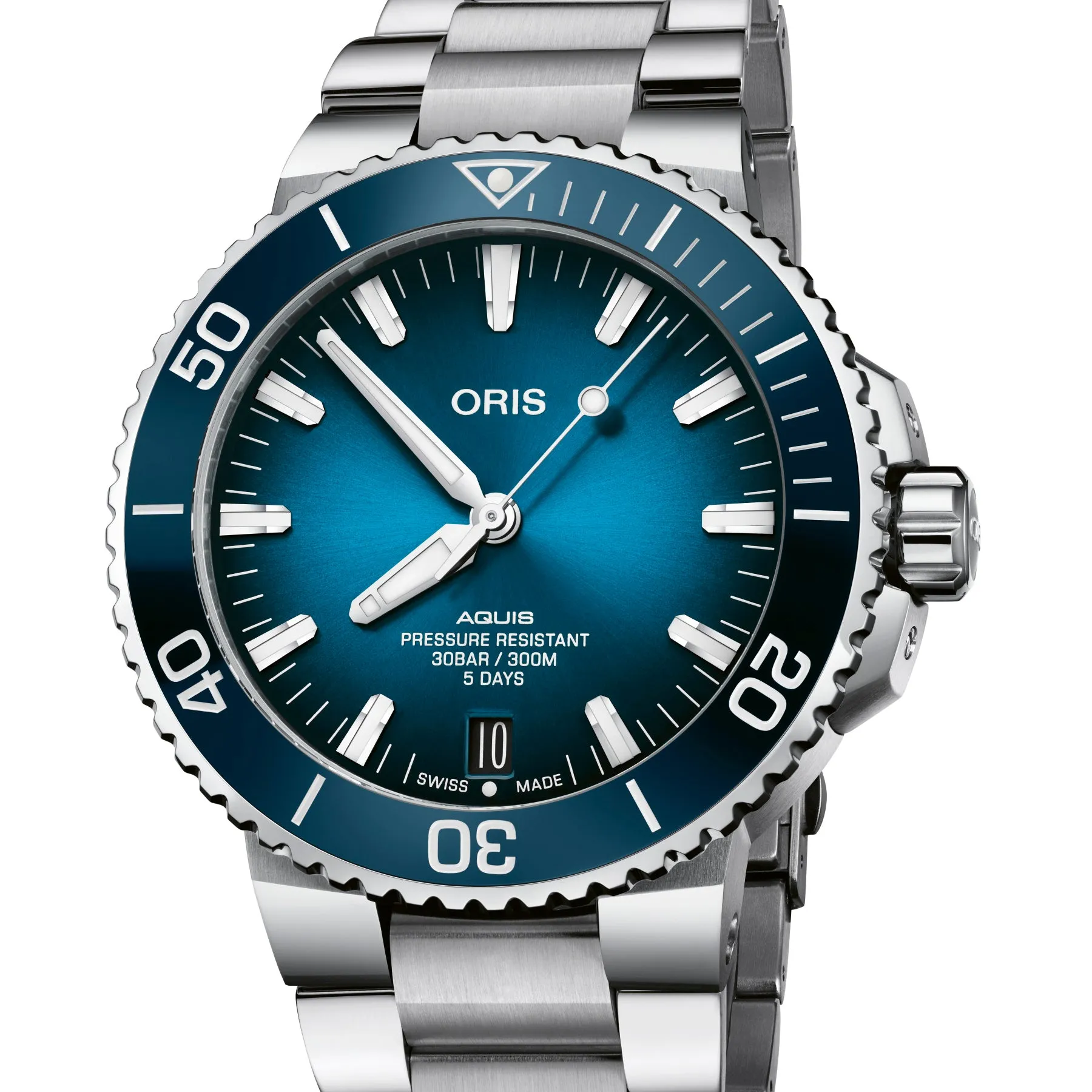 Oris Aquis Date Calibre 400 Watch with Blue Dial and Bracelet