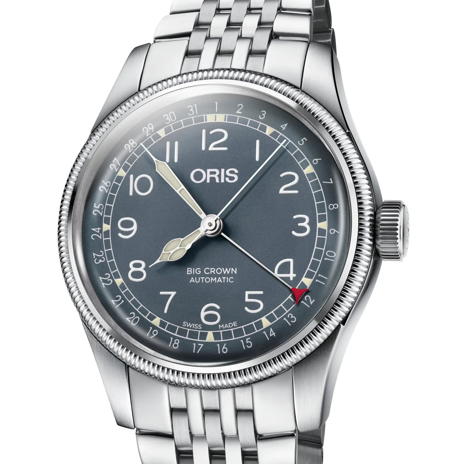 Oris Big Crown Pointer Date Blue Dial Watch with Bracelet