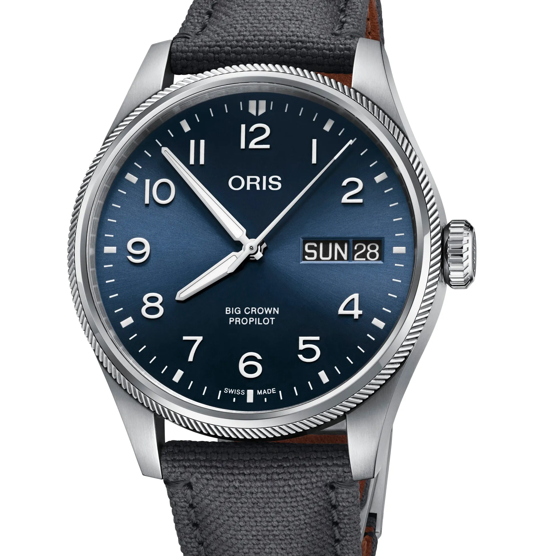 Oris Big Crown ProPilot Big Day Date Blue Dial Watch with Grey Strap