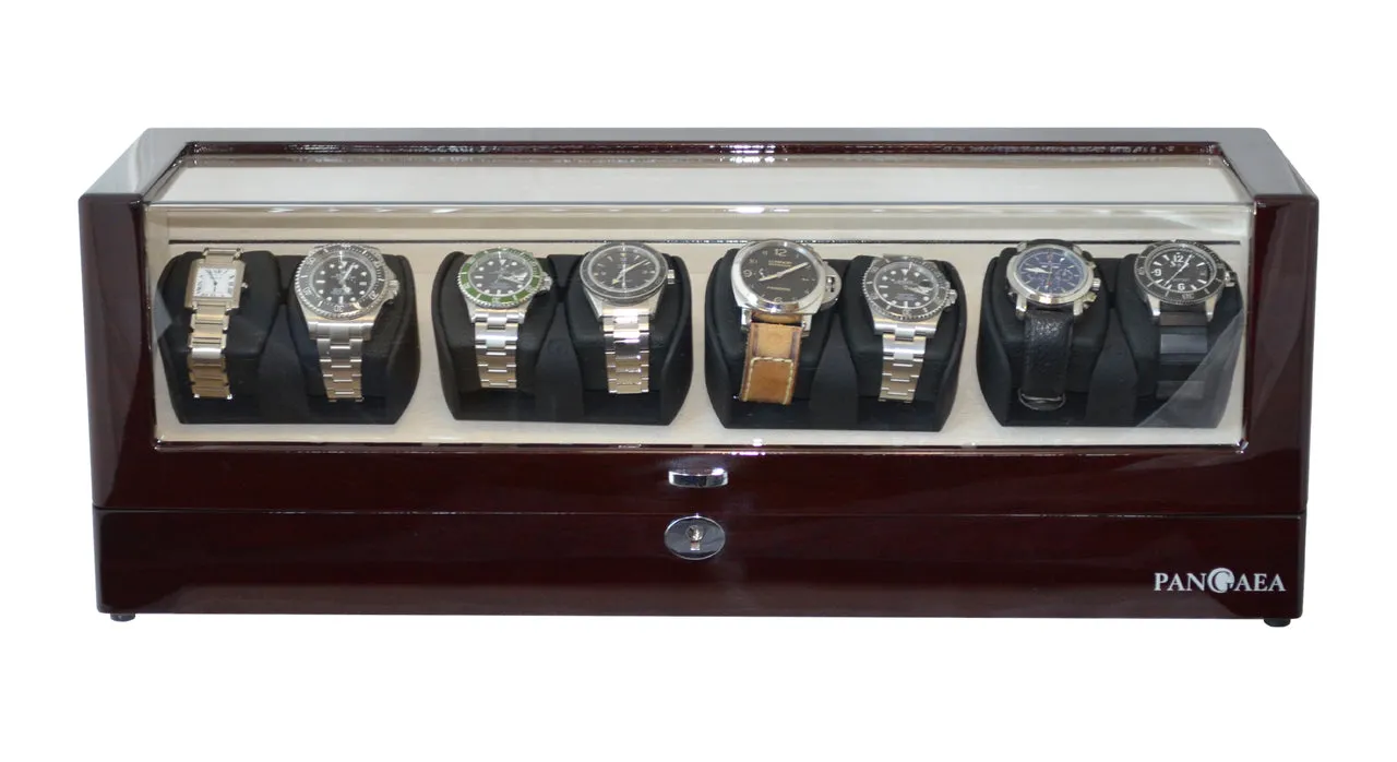 Pangaea Q840 Automatic Eight Watch Winder with LED Light (Mahogany)