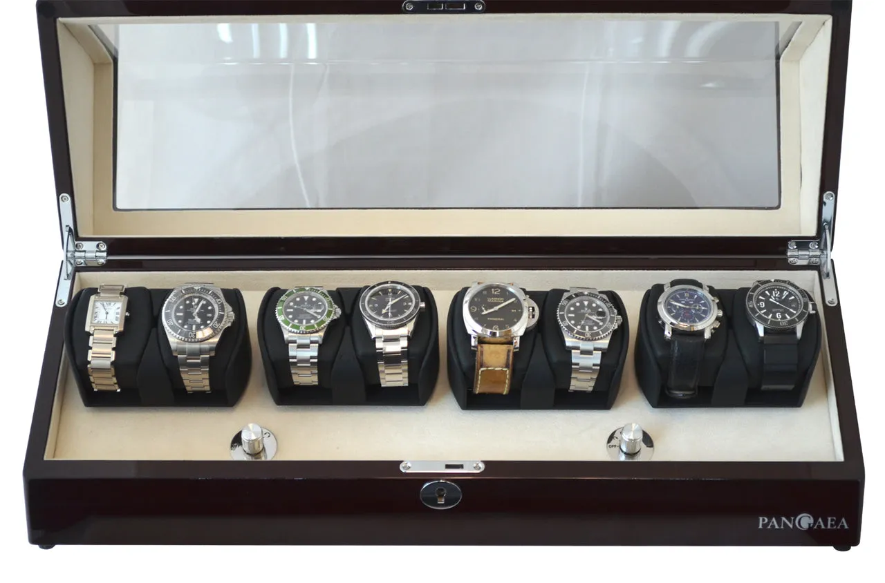 Pangaea Q840 Automatic Eight Watch Winder with LED Light (Mahogany)