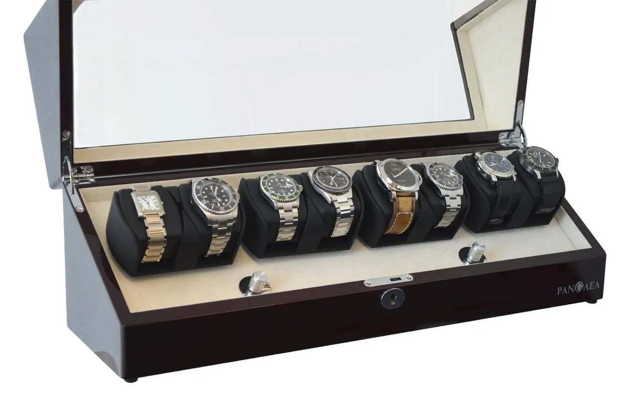 Pangaea Q840 Automatic Eight Watch Winder with LED Light (Mahogany)