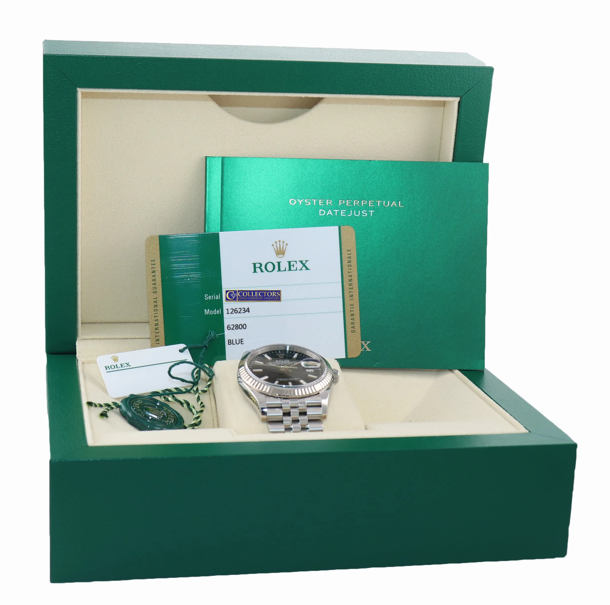 PAPERS NEW 2019 Rolex DateJust Blue Stick 36mm 126234 Steel Jubilee Watch Box