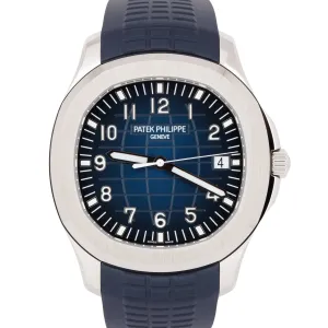 PAPERS Patek Philippe Aquanaut Blue 18K White Gold 42.2mm Watch 5168G-001 B P