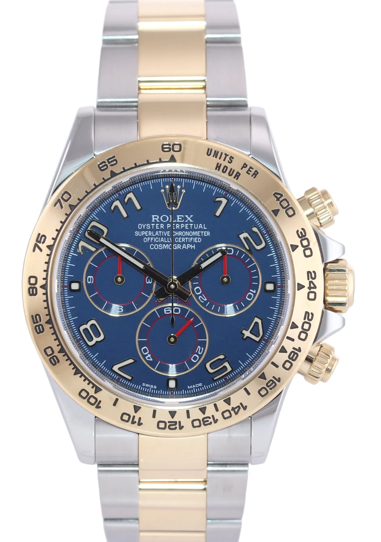 PAPERS Rolex Daytona Blue Racing Chrono 116503 Two Tone Steel Yellow Gold Watch