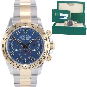 PAPERS Rolex Daytona Blue Racing Chrono 116503 Two Tone Steel Yellow Gold Watch