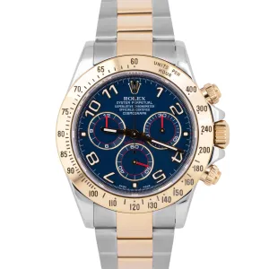 PAPERS Rolex Daytona Cosmograph 40mm BLUE RACING Two-Tone 18K Watch 116523 B P