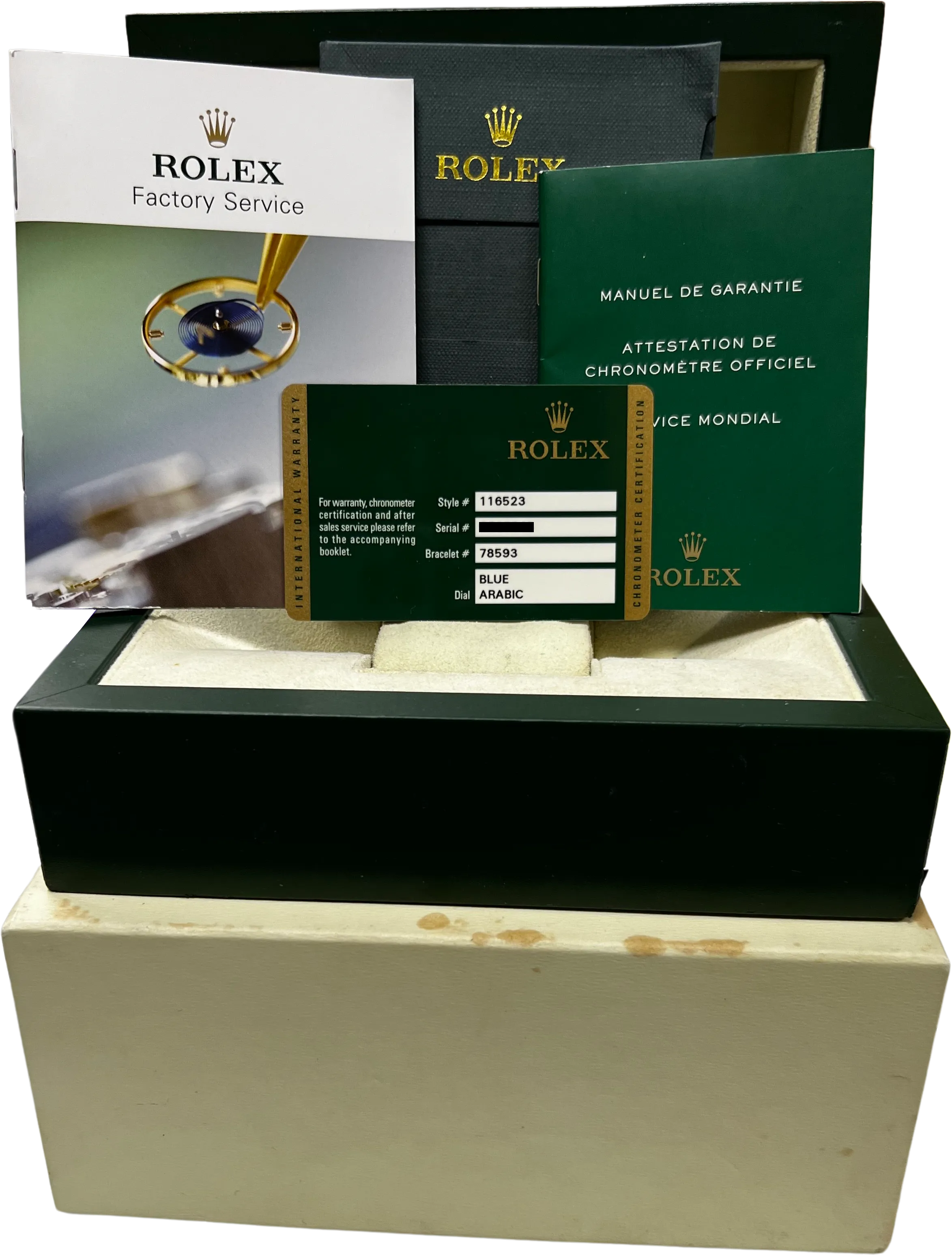 PAPERS Rolex Daytona Cosmograph 40mm BLUE RACING Two-Tone 18K Watch 116523 B P