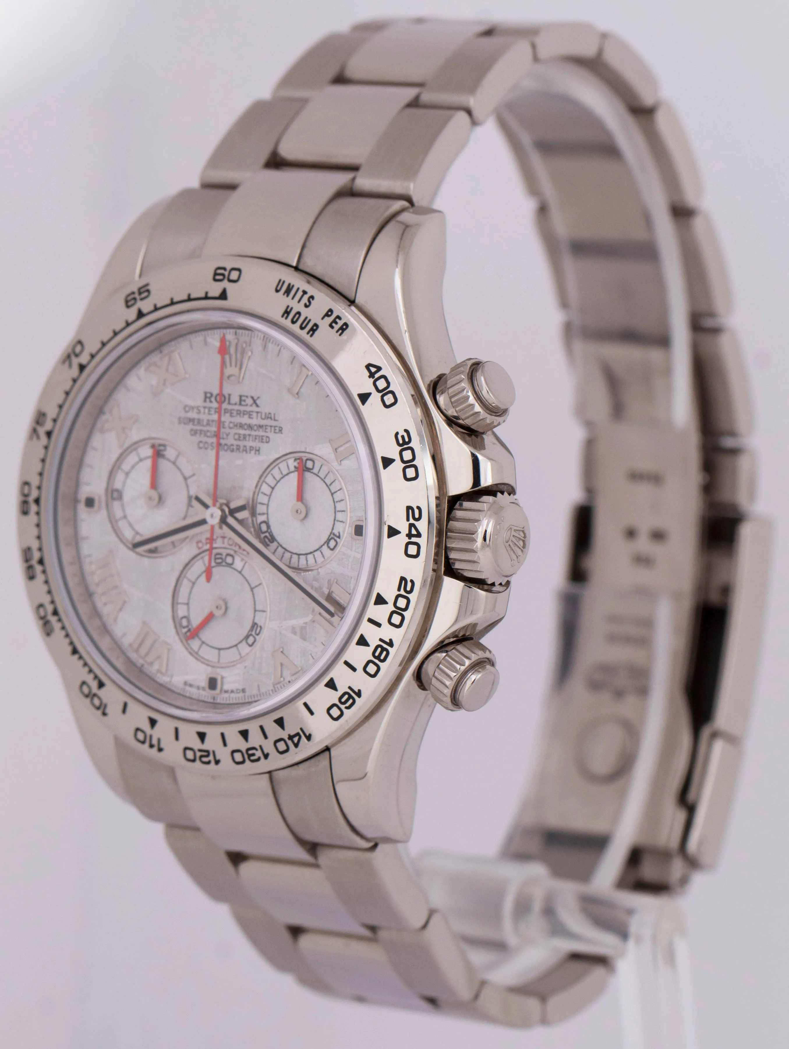 PAPERS Rolex Daytona Cosmograph METEORITE Silver Red 18K White Gold 116509 B P