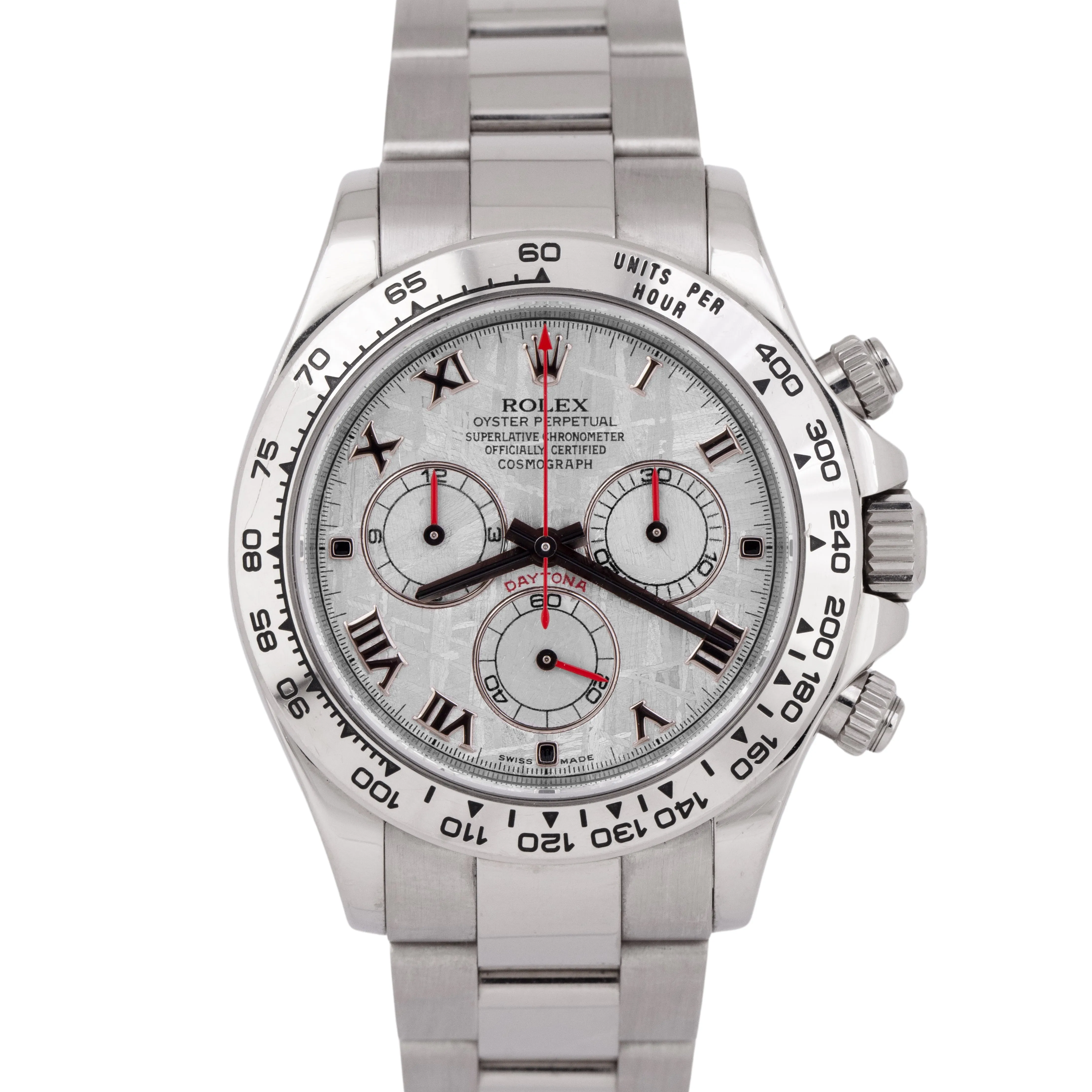 PAPERS Rolex Daytona Cosmograph METEORITE Silver Red 18K White Gold 116509 B P