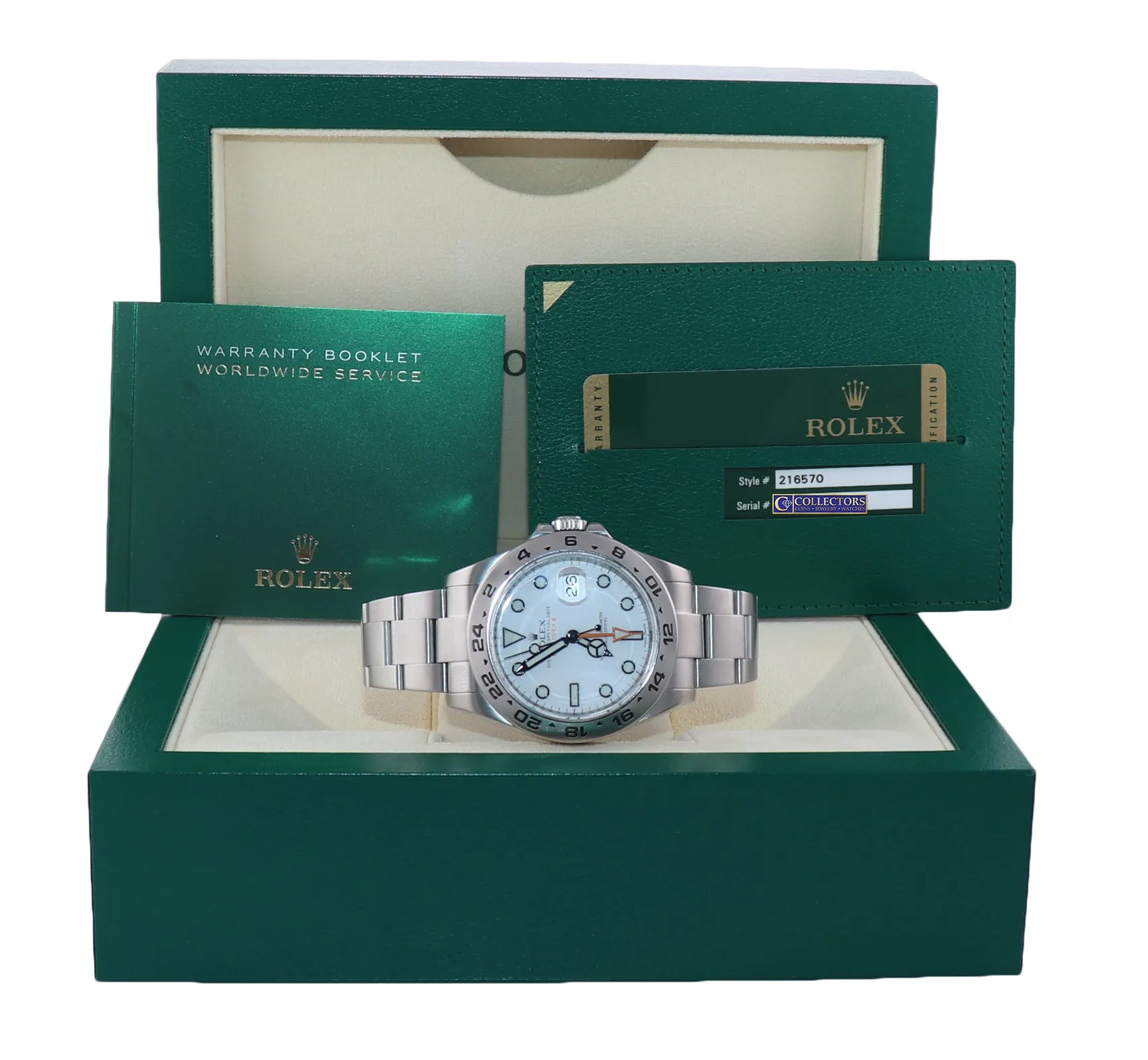 PAPERS Rolex Explorer II 42mm 216570 White Polar Steel GMT Date Watch Box