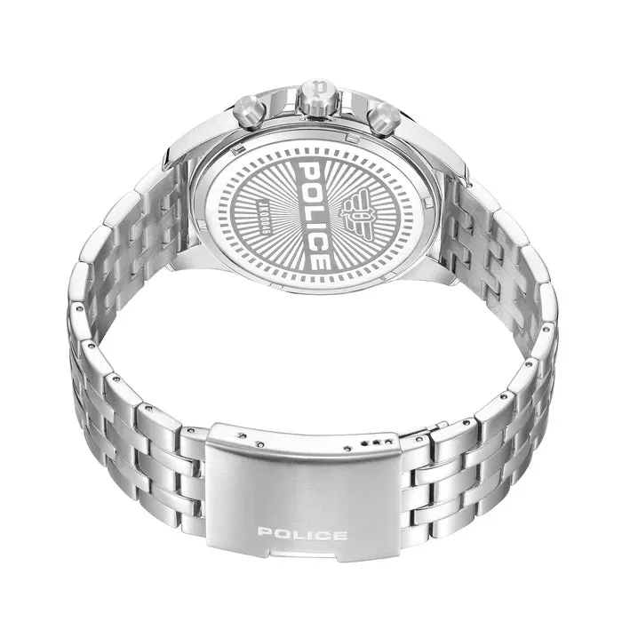 Police Malawi Gents Black Dial Stainless Steel Watch