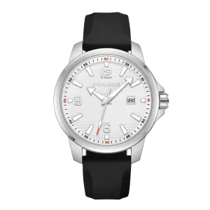 Police Mensor Gents Silver Dial Black Silicone Strap Watch