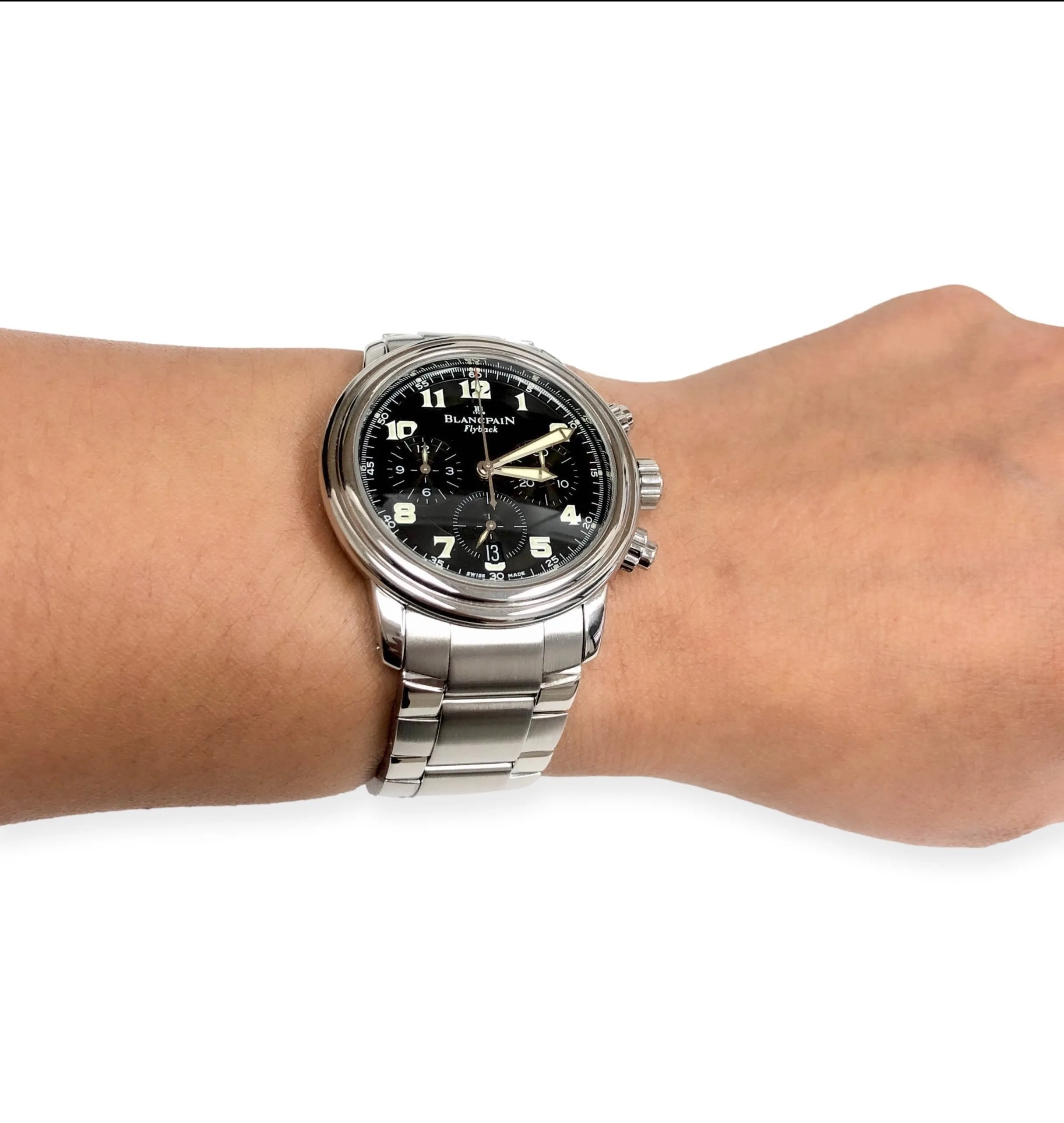 Pre-Owned BLANCPAIN Leman Flyback Stainless Steel Chronograph 2185F Watch