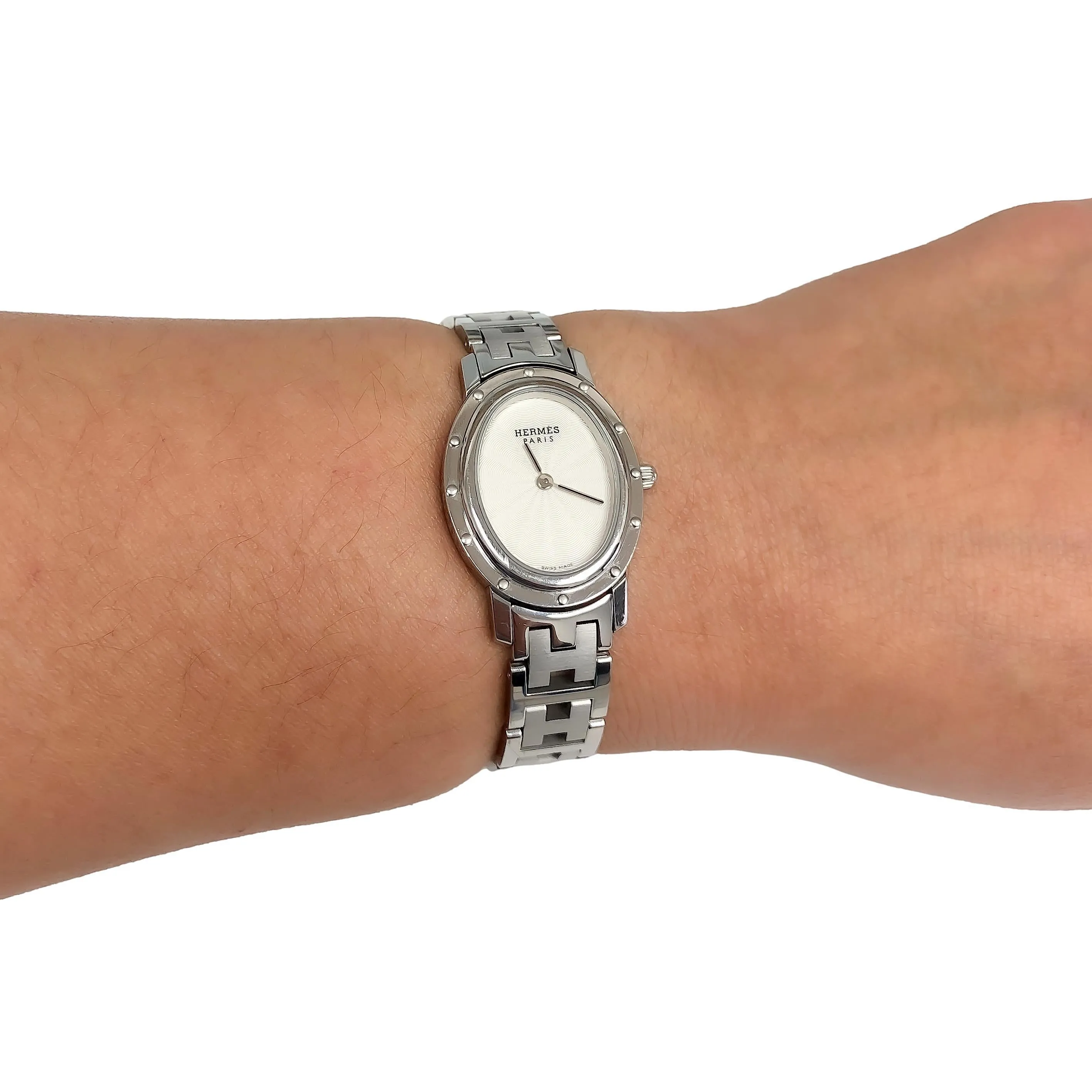 Pre-Owned HERMES Stainless Steel Clipper Oval Ladies Watch CO1.210