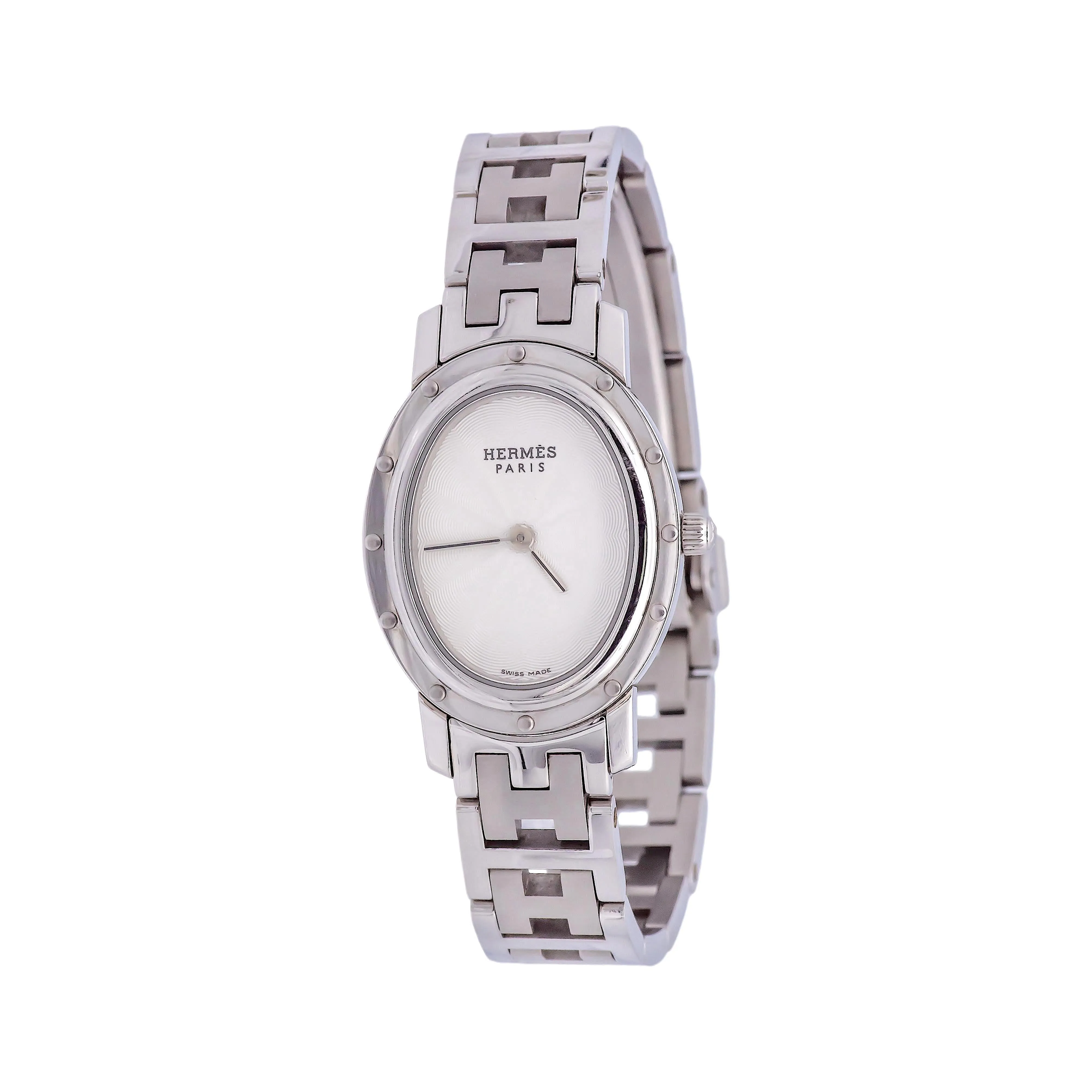 Pre-Owned HERMES Stainless Steel Clipper Oval Ladies Watch CO1.210