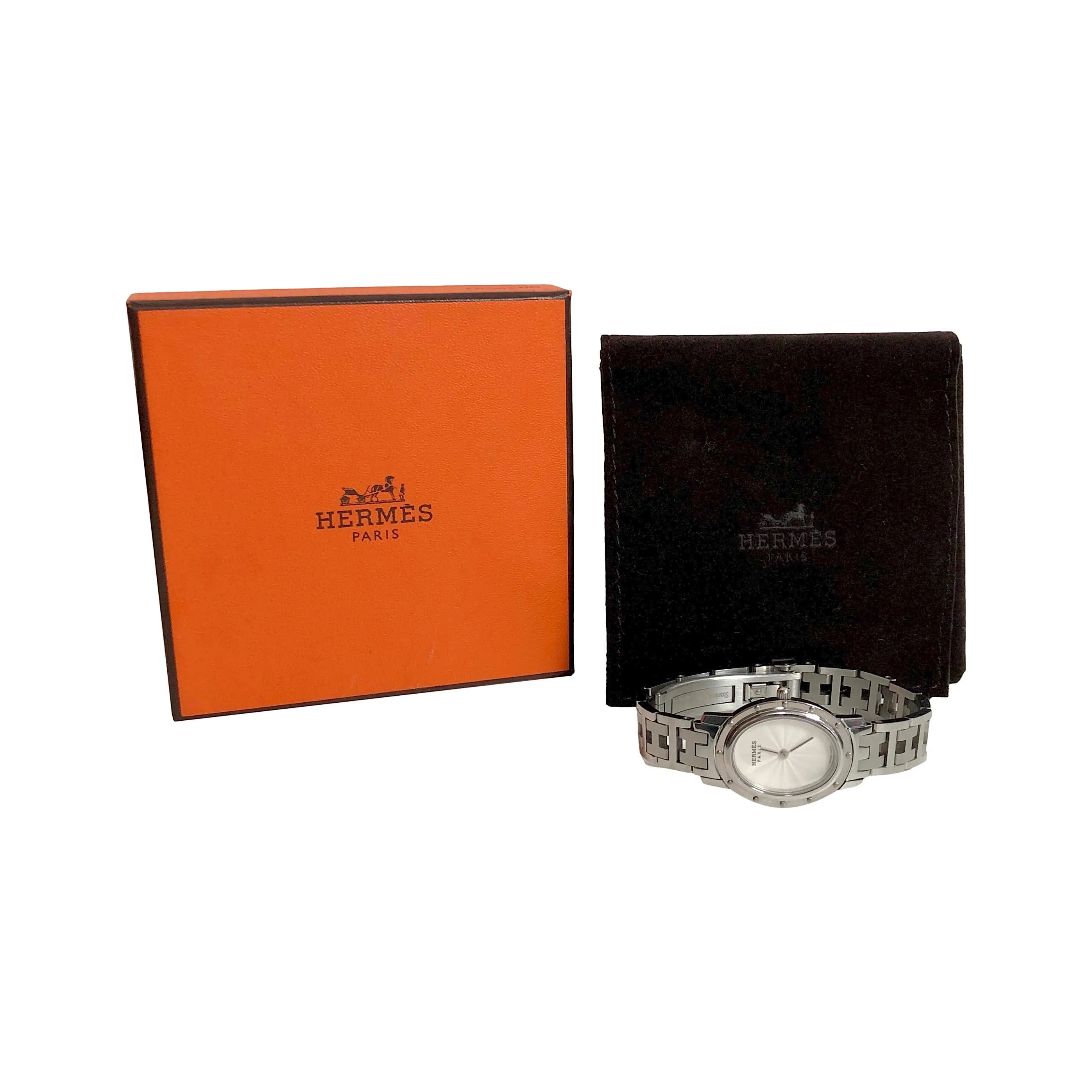 Pre-Owned HERMES Stainless Steel Clipper Oval Ladies Watch CO1.210