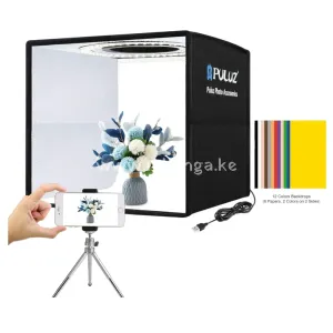 PULUZ Mini Photo Studio Light Box, Photo Shooting Tent kit, Portable Folding Photography Light Tent with CRI >95 96pcs LED Light 6 Kinds Double-Sided Color Backgrounds for Small Size Products(10"x10")