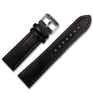 Racing Leather Straps Black/Red  22 MM