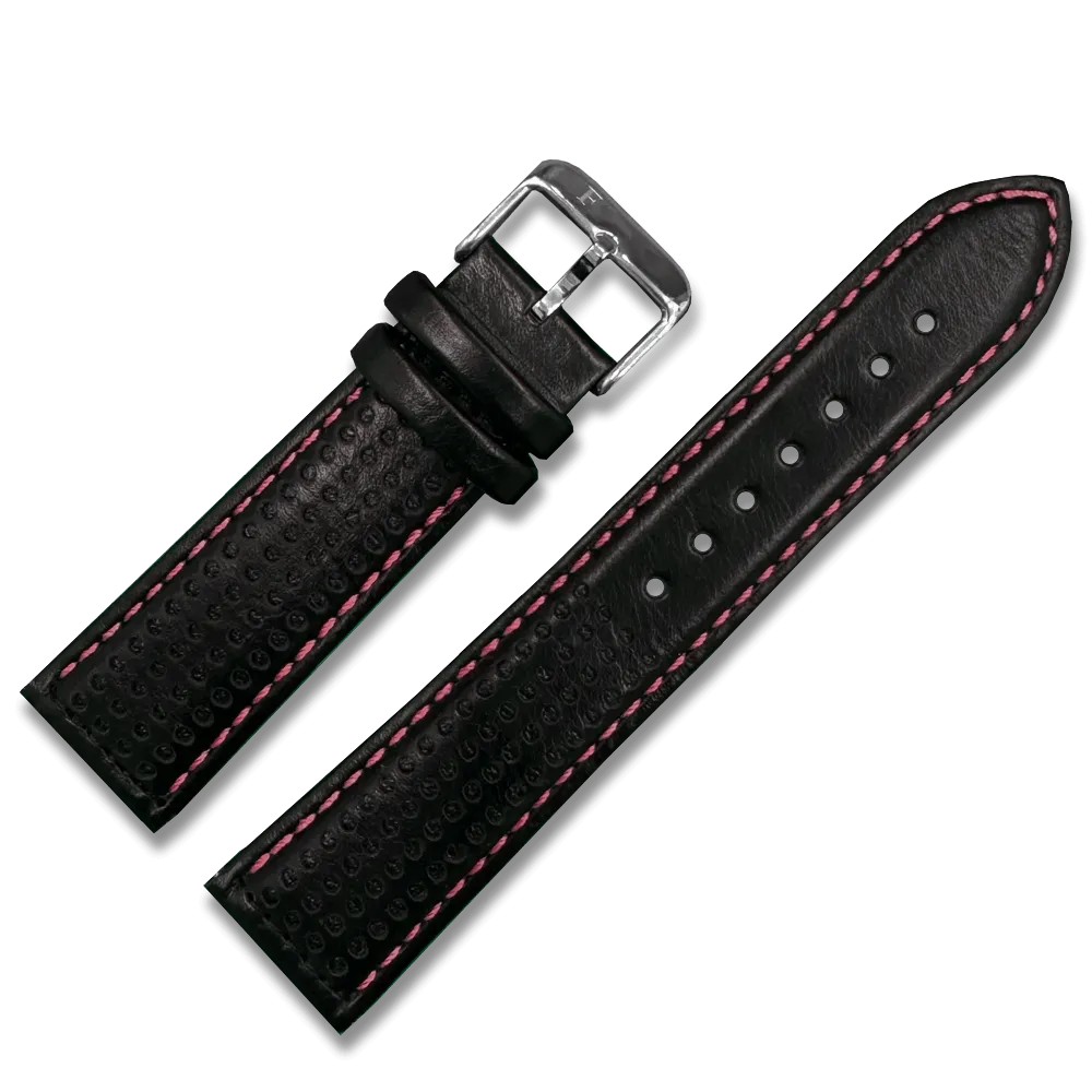 Racing Leather Straps Black/Red  22 MM