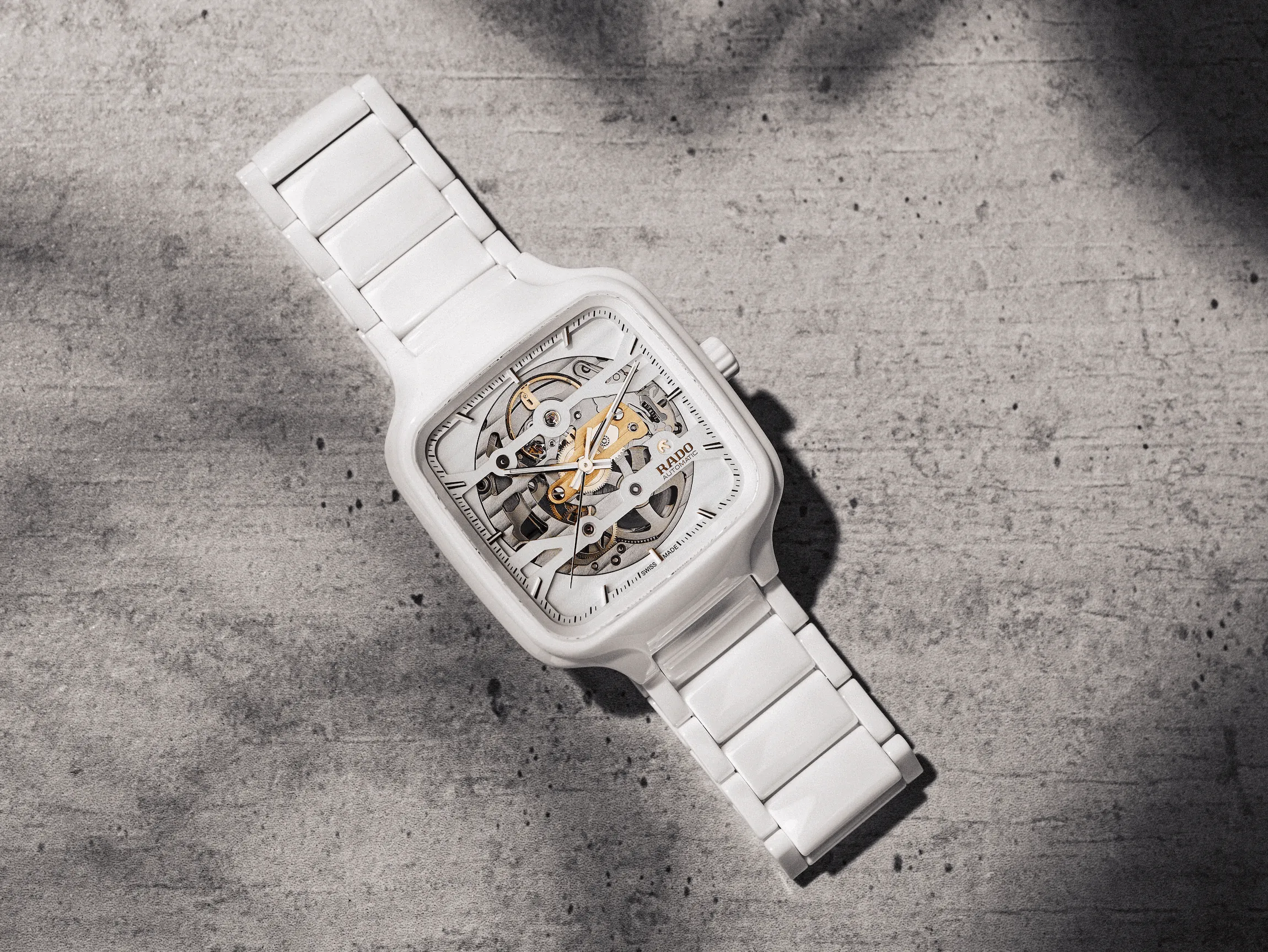 RADO True Square Automatic Skeleton White Ceramic 38mm Men's Watch R27126012