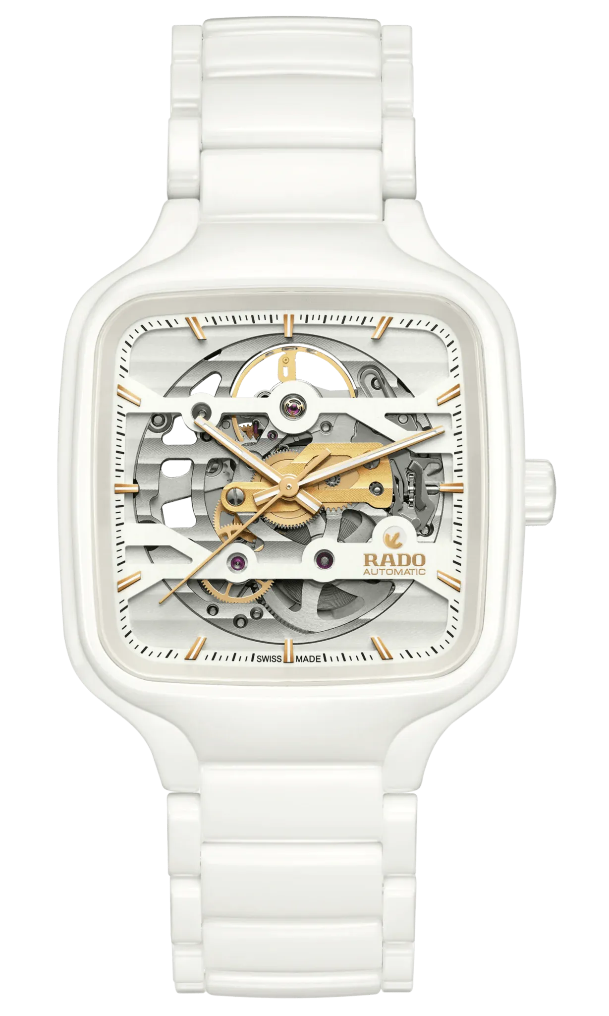 RADO True Square Automatic Skeleton White Ceramic 38mm Men's Watch R27126012