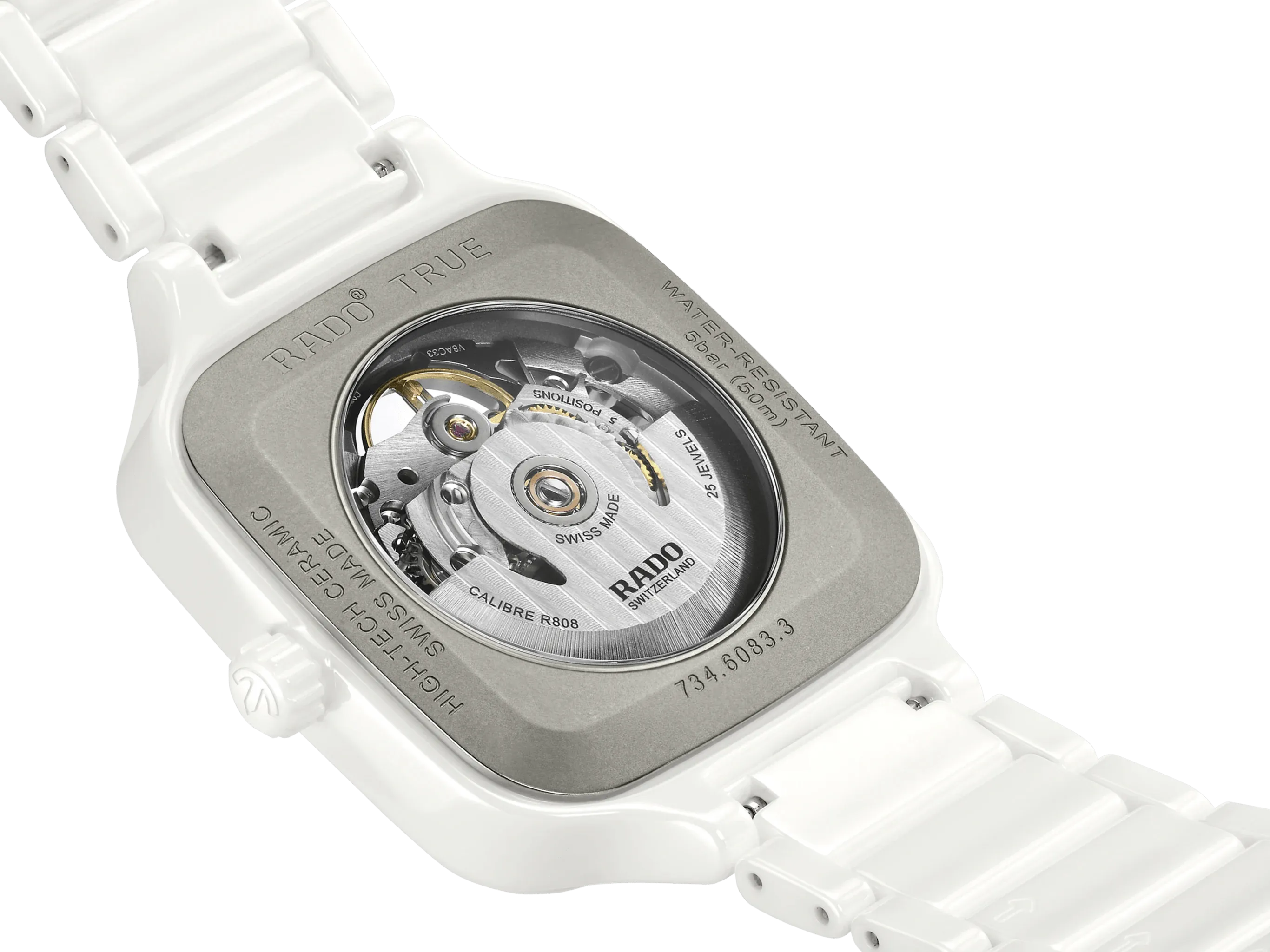 RADO True Square Automatic Skeleton White Ceramic 38mm Men's Watch R27126012