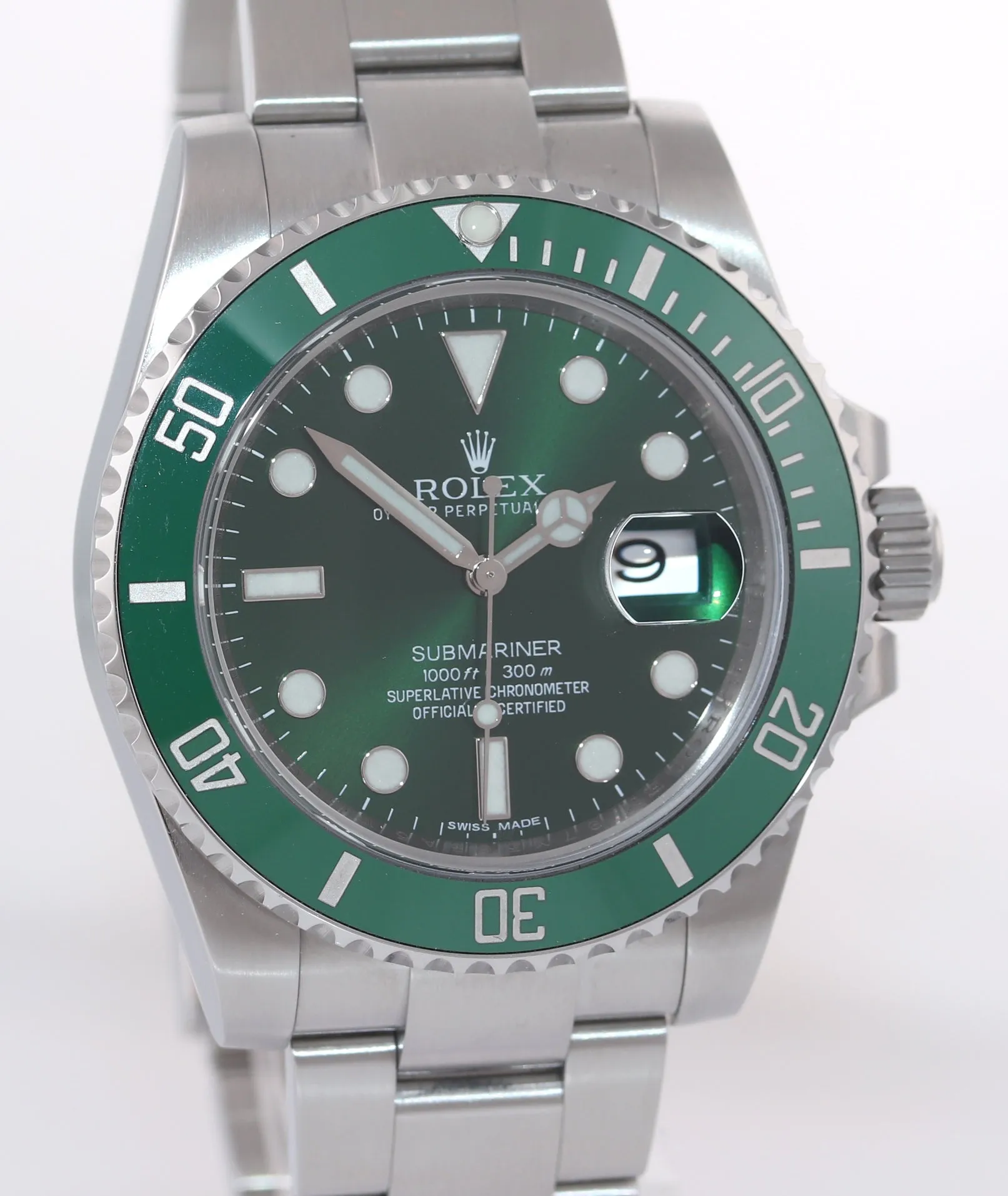 RANDOM SERIAL PAPERS Rolex Submariner Hulk Green Ceramic 116610LV Steel Watch