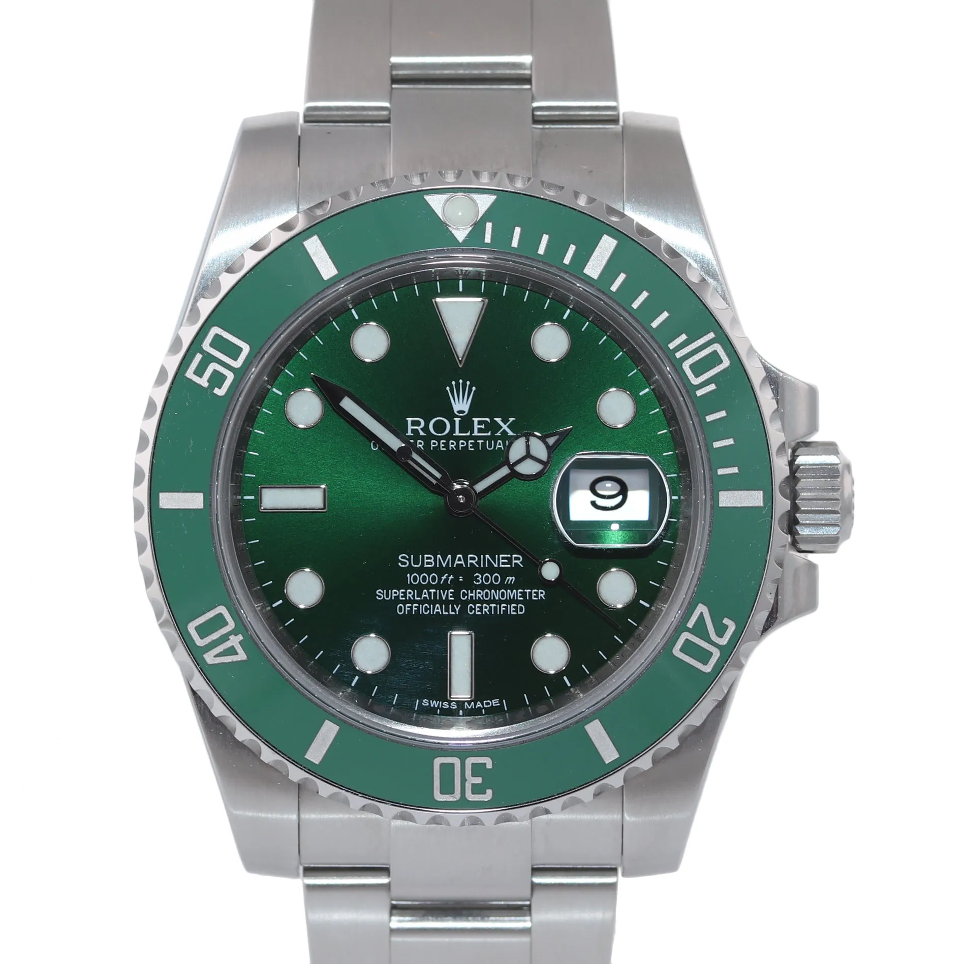 RANDOM SERIAL PAPERS Rolex Submariner Hulk Green Ceramic 116610LV Steel Watch