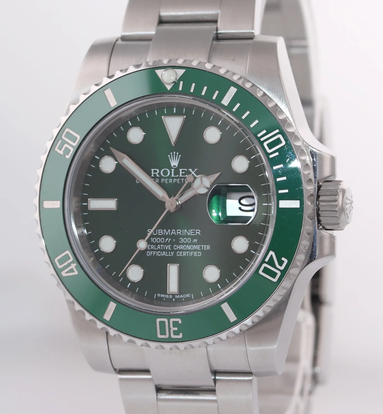 RANDOM SERIAL PAPERS Rolex Submariner Hulk Green Ceramic 116610LV Steel Watch