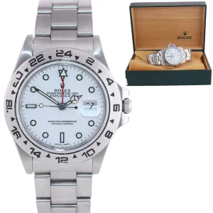 RARE Rolex Explorer II 16550 Fat Font Steel Polar White Date GMT Date Watch