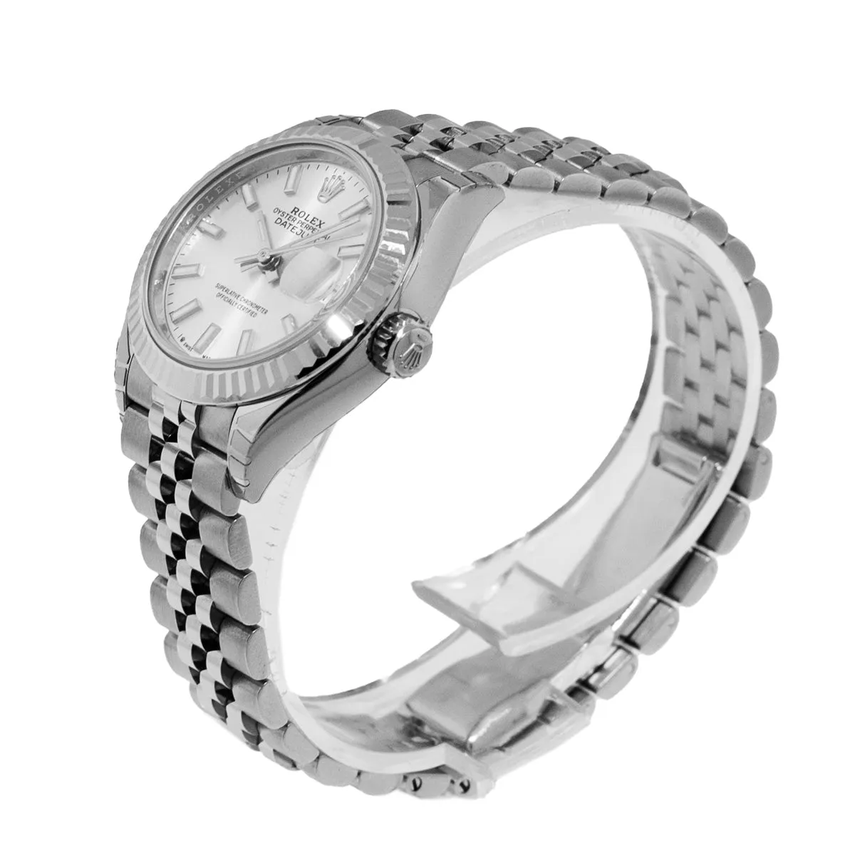 Rolex Datejust 28mm White Gold & Steel Silver Index Dial & Fluted Bezel 279174