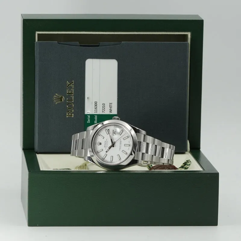 Rolex Datejust II 41 116300 White Dial Stainless Steel B&P 2014 Smooth Bezel
