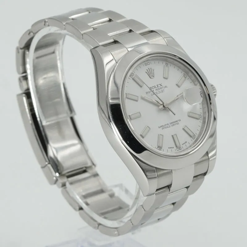 Rolex Datejust II 41 116300 White Dial Stainless Steel B&P 2014 Smooth Bezel