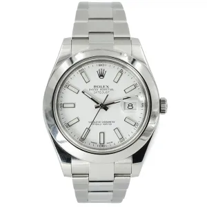 Rolex Datejust II 41 116300 White Dial Stainless Steel B&P 2014 Smooth Bezel