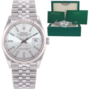 Rolex DateJust Silver Stick Jubilee 126234 Steel White Gold Fluted Watch Box